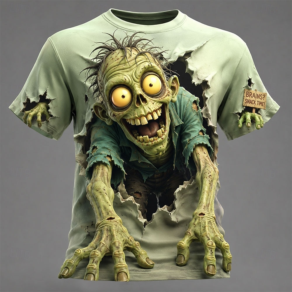 Zombie Snacks - Camiseta Masculina de Verão com Estampa
