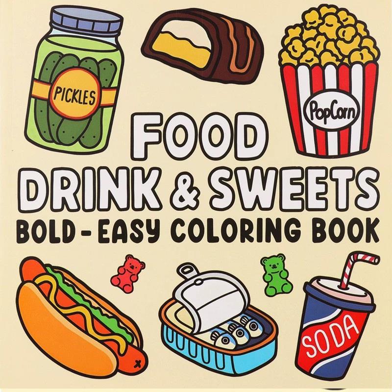 Food And Snacks Coloring Book - Livro de Colorir de Comidas, Bebidas