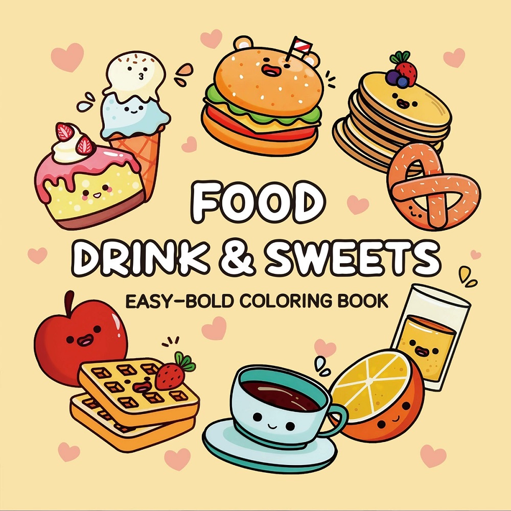 Food And Snacks Coloring Book - Livro para colorir fácil e ousado