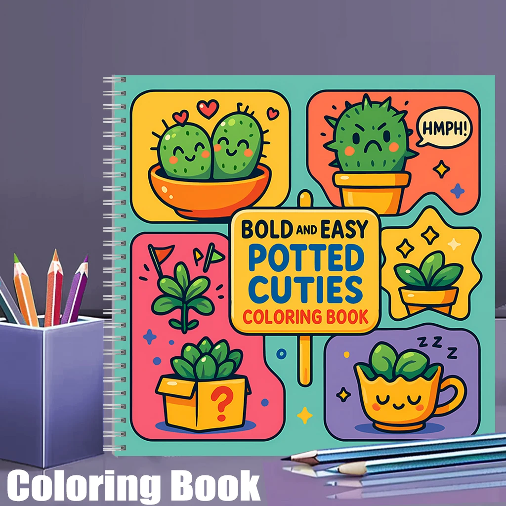 Food And Snacks Coloring Book - Livro de Colorir Easy Potted Cuties