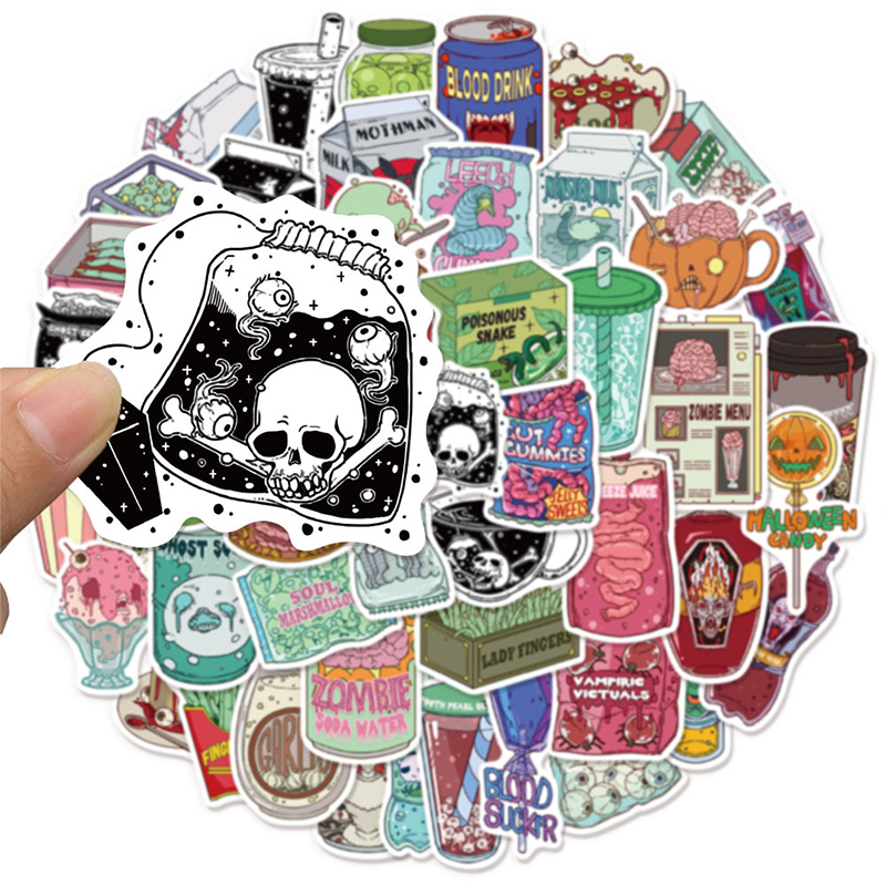 Zombie Snacks - 50 pçs zumbi comida adesivos bonito