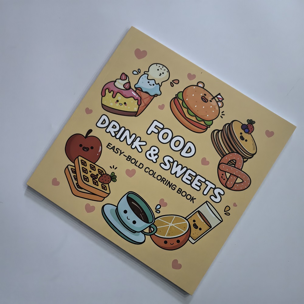 Livro para colorir fácil e ous - Food And Snacks Coloring Book avaliação e preço